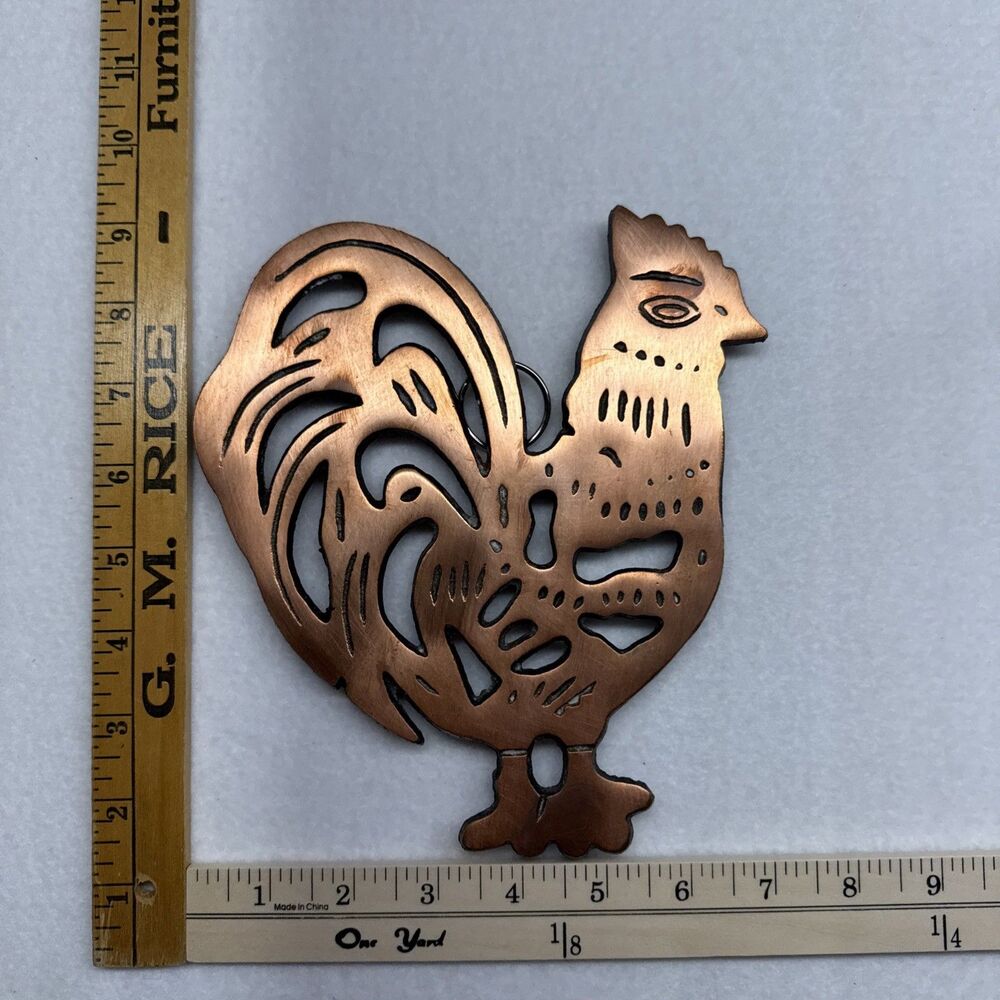 ODI Cast Iron Vintage Rooster Trivet 1995  Farmhouse Kitchen Hot Plate Decor